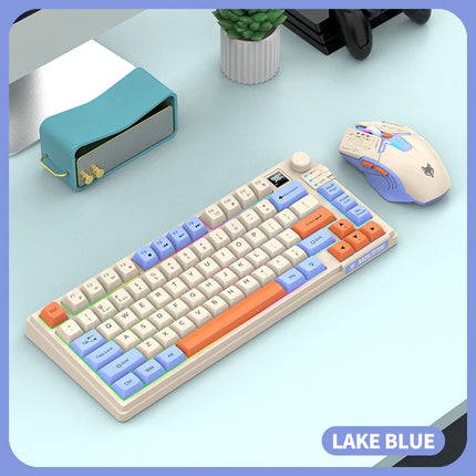 Premium Dual-Modes 2.4G+Bluetooth Keyboard Mouse Combo Rechargeable Keyboard With Display Screen & Knob For PC - product imag