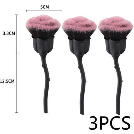 Flower Nail Brush for Manicure Gold Rose Shape Nail Art Brushes Round Small UV Gel Polish Powder Cleaning Tools Nail Accesories