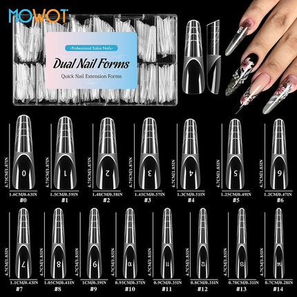 MOWOT 150pcs Space Nail Dual Forms Stiletto Almond Smart French Line Acrylic Extension Nail Forms 15 - product image 7