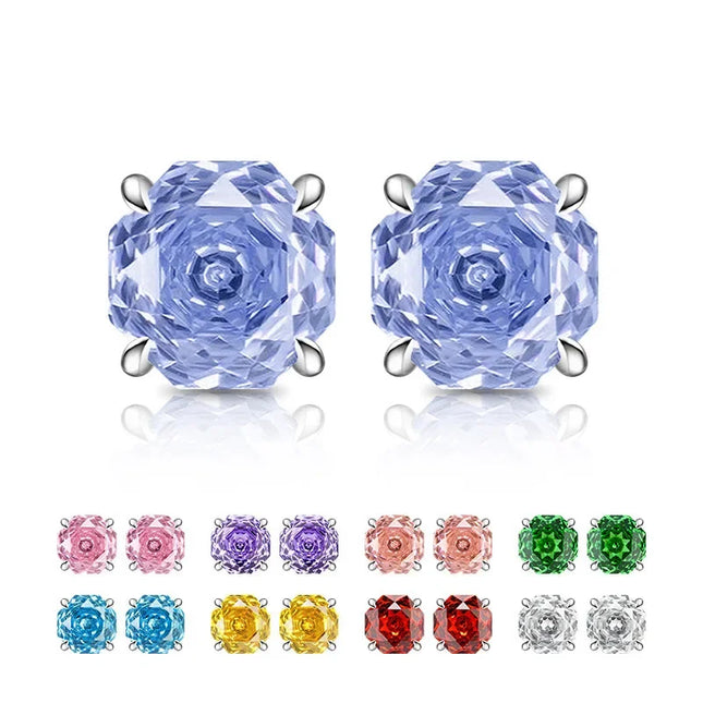 925 Sterling Silver Stylish Octagon Crystal Zircon Millennium Rose Cut Earrings Birthday Anniversary - product image 2