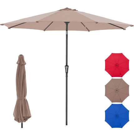 JHK 9ft Patio Umbrella with Tilt and Crank Button 8 Sturdy Ribs Waterproof Patio Table Umbrella for Outdoor Poolside Beach