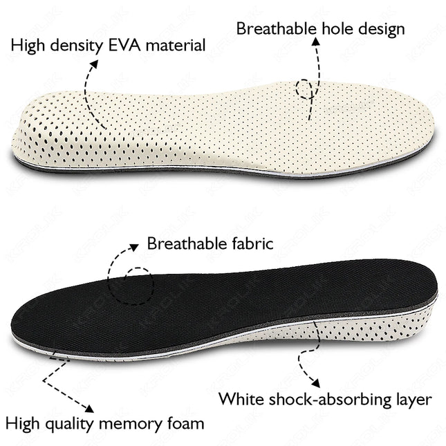 Memory Foam EVA Height Increase Templates Insole 2-5cm Breathable Ultra Light Elevated Sports Insoles For Men Women Shoes Insert