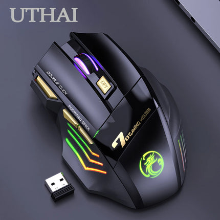 UTHAI GW-X7 Laptop Accessories 7-Key Double Tap Free 2.4G Silent Rechargeable Colorful Breathing Light Wireless Gaming Mouse