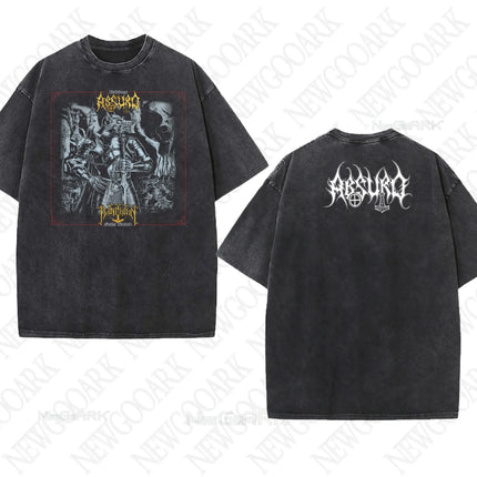 Black Metal Absurd Washed T Shirt Band Gothic Gift Mens Clothing Graphic Vintage Hip Hop T-shirt Streetwear Tees Short Sleeve