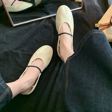 Flats Shoes Women Soft Leather Soft Soled Flat Shoes Mary Jane Ballet Single Shoes Women Zapatos Planos Chaussures Plates