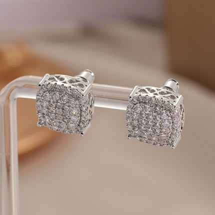 Delicate stud earrings for men and women Square accessories suitable for wedding parties go with everything