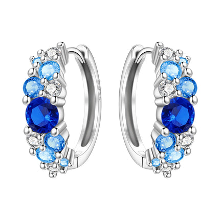 Orstarry 925 Sterling Silver Blue Zircon Starry Sky Earring Original Jewelry Hoop Earrings Women Jewelry Party Trendy Gifts