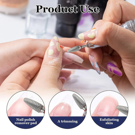 5 pcs Tungsten Carbide Nail Art Drill Bits for Removing Acrylic and Gel, 3/32 Inch Nail Art Tools for Nail Salon and Home Use