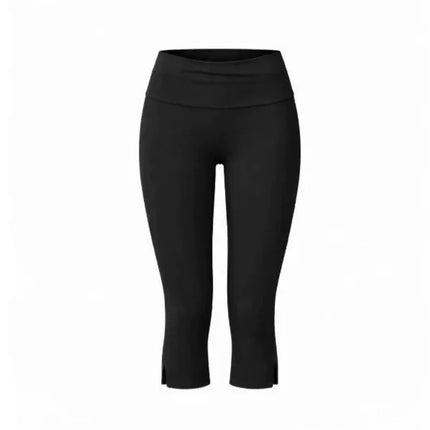 Individuality Low Rise Split Hem Length Skinny Pants Women Solid Fold Over Capri Leggings Casual Summer Streetwear Yoga Pants