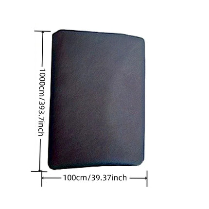 Folded black fabric with 1000cm by 100cm dimension markers