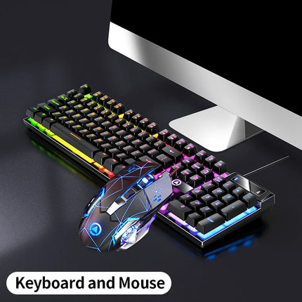 Wired Backlit Keyboard and Mouse Combo USB Ergonomic Mechanical Feel Gaming Office Keyboard Mouse Set for Desktop - product i
