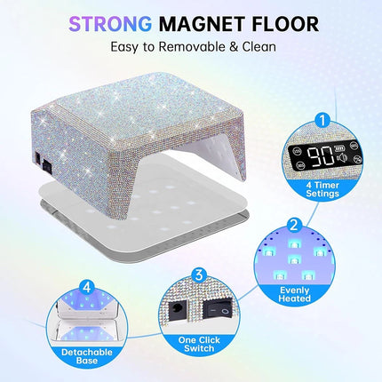 Rechargeable Nail Lamp lampara para unas brillantes 96W Diamond Nail Lamp Quick Drying Curing Lamp with 39 LEDs &HD Display
