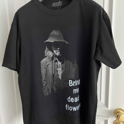 TOP-YAMAMOTO original design pure cotton black printed T-shirt, dark T-shirt