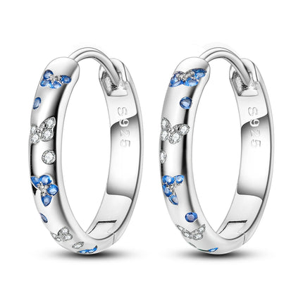 Orstarry 925 Sterling Silver Blue Zircon Starry Sky Earring Original Jewelry Hoop Earrings Women Jewelry Party Trendy Gifts