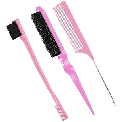 3pcs styling comb set with triple tear hair brush mouse tail comb edge brush,salon hair styling tool Special for real hair wigs