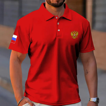 Summer men's Polo Shirt National Pattern Polo 100% Polyester Breathable Shirts For Man New In Tops Tees Autumn men's Clothing