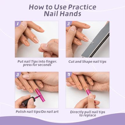 Practice Hand for Acrylic Nails, Realistic Silicone Training Hand with Flexible Fingers, Pro Kit for Gel Polish & Manicure