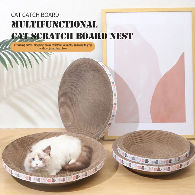 L Size Cat Toys Pet Bed Scratching Board Corrugated Cardboard Bowl Pad Cats Scratcher Toy Oval Grinding - product image 2