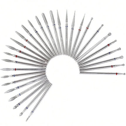 30PCS BOX 30pcs Diamond Nail Drill Bits Set for Rotary Electric Nail Drill Milling Cutter Manicure Grinding Bits Nail Art Tools