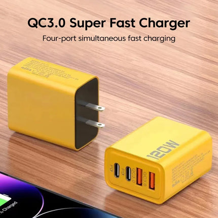120W Multi Port USB USB-C Quick Fast Charger PD QC3.0 Wall Power Adapter EU US UK Plug For iPhone 17 16 15 14 - product image
