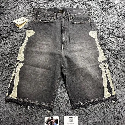 Gothic retro hot diamond denim shorts men's clothing street Harajuku Hiphop High High waiting jeans men's shorts casual pants