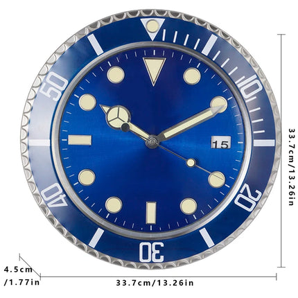 34cm Luxury Creative Wall Clock Modern Metal Design Art Wall Clock Home Large Digital Luminescent Bedroom Decoration Clock