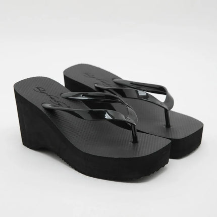 Thick Soled Flip Flops for Women 2026 New Summer Square Toe Fashionable Outer Wear Height Increasing Anti Slip Clip on Slippers