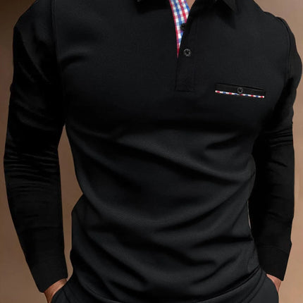 The new men's long-sleeved POLO shirt for Spring and Autumn 2025 is casual and comfortable with 3D letter pattern printing