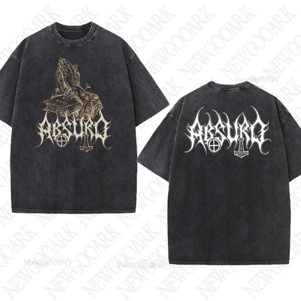 Black Metal Absurd Washed T Shirt Band Gothic Gift Mens Clothing Graphic Vintage Hip Hop T-shirt Streetwear Tees Short Sleeve
