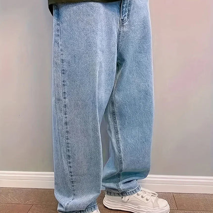 Plus Size 3XL Spring Autumn Baggy Jeans Men Fashion Oversize Casual Straight Loose Denim Trousers Y2k Streetwear Wide Leg Pants