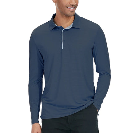 Men's Lightweight Sport Athletic Polo Shirt Thin Long Sleeve Shirts Spring Summer Outdoor Running Workout Hiking Golf Polo Shirt