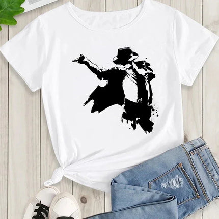 Michael Jackson Graphic Printed Tshirt Harajuku Rock Fashion Casual Short Sleeve Crew Neck Plus Size T Shirt Women