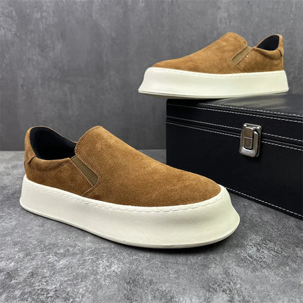 Men's Casual Shoes Spring Autumn Winter Low Top Slip-On Fashion Leather Thick Bottom Heightening Soft Insole Lightweight
