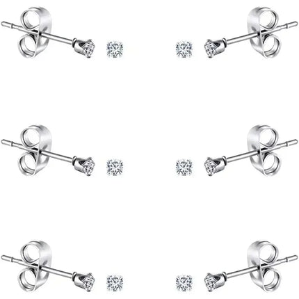1 Pair Tiny Women Girls 14K Gold Plated Round Ball Stud Earrings Surgical Stainless Steel Earrings Set 2-6MM