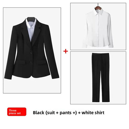 Women Suit Set Spring Summer Office Blazer Skirt Formal Workwear Hotel Receptionist Outfit