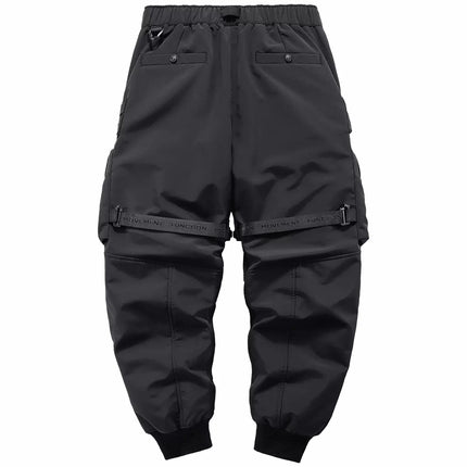2022 Winter Thick Tactical Cargo Pants Men Fashion Functional Multi Pockets Trousers Hip Hop Streetwear Pants Techwear Black