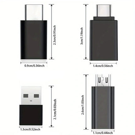 8pcs USB to USB-C Adapter, USB USB-C Female to USB Adapter, Micro USB to USB-C Female Male Converter Connector - product imag
