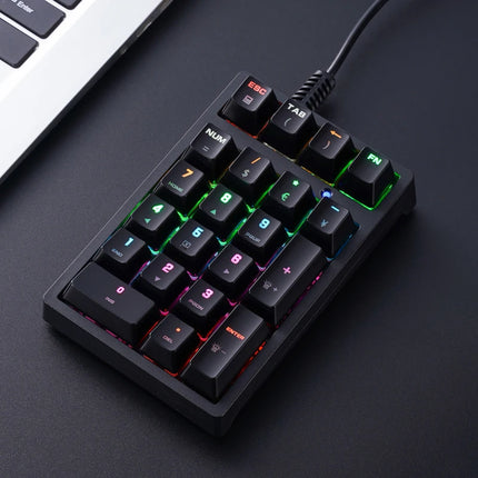 Numeric Keypad Numpad Mechanical Keyboard RGB Light One Hand Keyboard Financial Accounting Laptop Computer Keyboard Wired T21