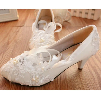3cm/5cm/8cm Strap White Plus Size Flat Wedding Shoes Bride's Wedding Dress Bridesmaid's Shoes
