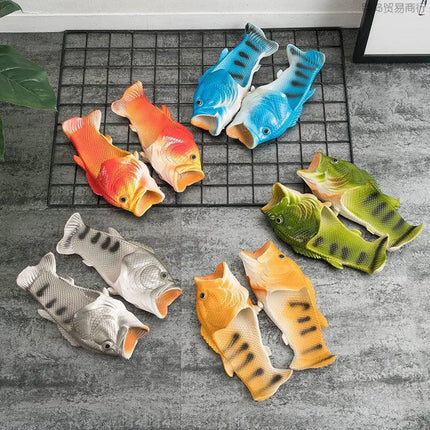 Funny Lifelike Fish Slippers Plus Size 43-47 Women's Weird Animal Slides Beach Slippers Unisex Indoor Outdoor Shoes Flip Flops