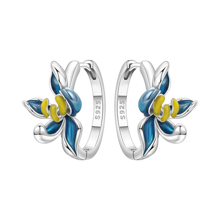 Orstarry 925 Sterling Silver Blue Zircon Starry Sky Earring Original Jewelry Hoop Earrings Women Jewelry Party Trendy Gifts
