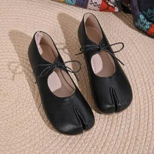 Fashion Soft Leather Split Toe Women Tabi Ballet Flats Spring Autumn Comfortable Walking Lazy Loafers Casual Girls Dance Shoes
