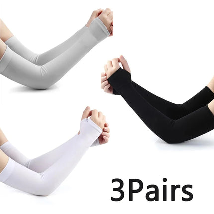 Ice Silk Sleeve Sunscreen Cuff Arm Sleeves Long Gloves Sun UV Protection Hand Protector Cover Anti-Slip Summer Outdoor Riding