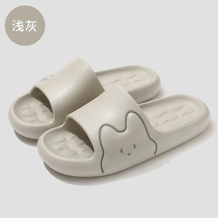 Cartoon Cute Rabbit Thick Bottom Home Slippers Women's Summer Comfortable Soft Cloud EVA Slippers Woman Candy Color Couple Slide