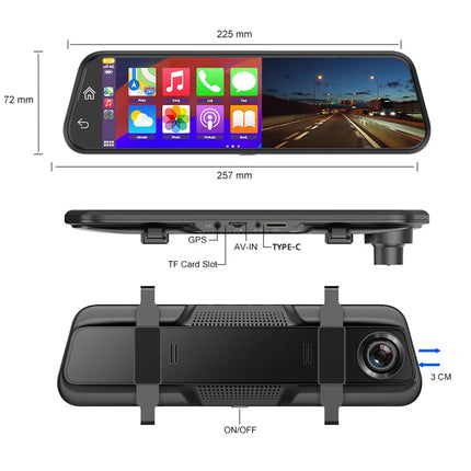 4K HD Car DVR Touch Screen Carplay & Android Auto Dash Cam Night Vision Video Recorder Driving Recorder