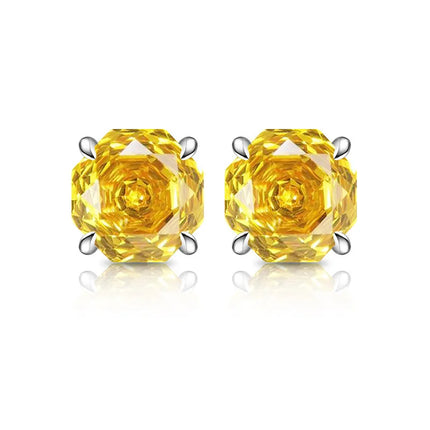 925 Sterling Silver Stylish Octagon Crystal Zircon Millennium Rose Cut Earrings Birthday Anniversary Wedding Party Gift