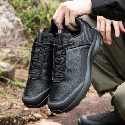 Baasploa Men Hiking Shoes Litchi Leather High Quality Male Trekking Climbing Sneakers Non-slip Luxury Designer Outdoor Shoe