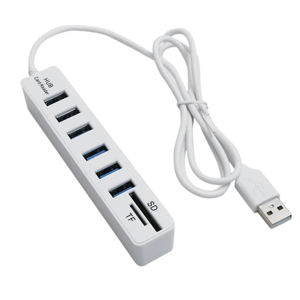 USB 6 Port Card Reader High Speed Transmission Memory TF Hub Multi Splitter Port Plug and Play USB 2.0 for Laptop Computer PC