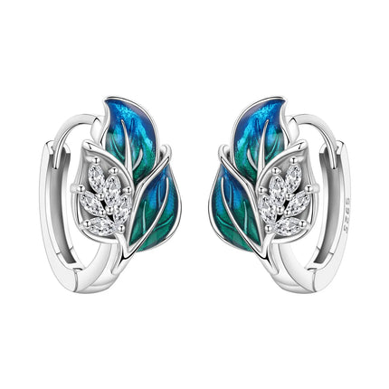 Orstarry Original 925 Sterling Silver Blue Iris Flower Earrings Women Hoop Earring Anniversary Jewelry Trendy Gifts