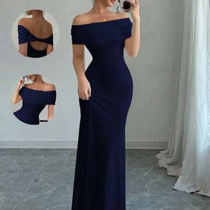 Off Shoulder Party Dress, Women‘s Sleeveless Sexy Bodycon Midi Dress, Elegant Bandage Cocktail Dress for Night Out